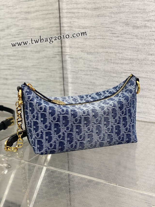 Dior专柜新款迪奥高仿原单Hobostar丹宁系列链条肩背包饭盒包 djfk1400